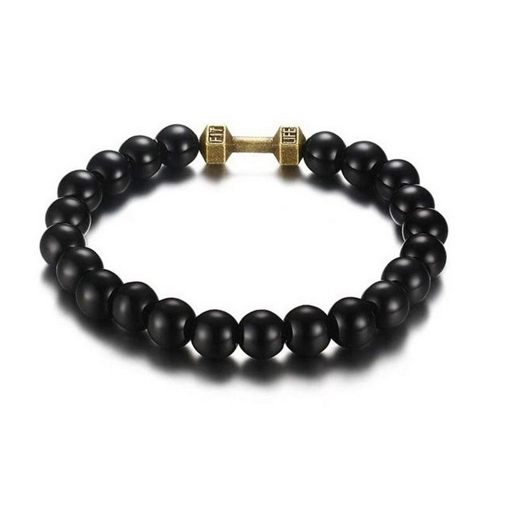 Lau Fashion Unisex Perlen Armband Glas Matt Schwarz Verschiedene Kugeln 20cm Jubiläumsangebot