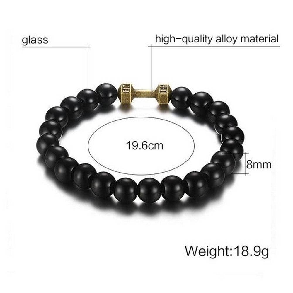 Lau Fashion Unisex Perlen Armband Glas Matt Schwarz Verschiedene Kugeln 20cm Jubiläumsangebot