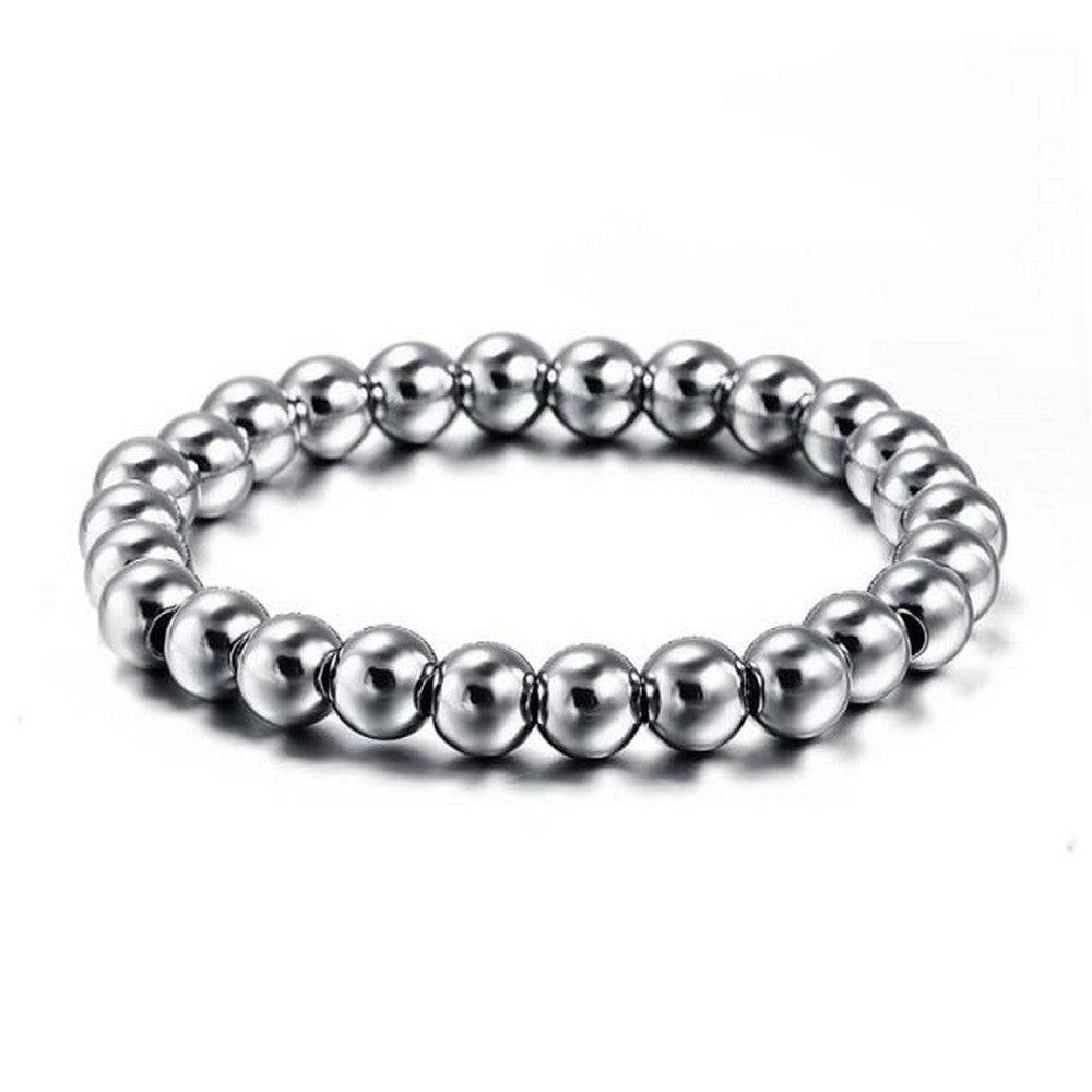 Lau Fashion Unisex Perlen Armband Glas Matt Schwarz Verschiedene Kugeln 20cm Jubiläumsangebot