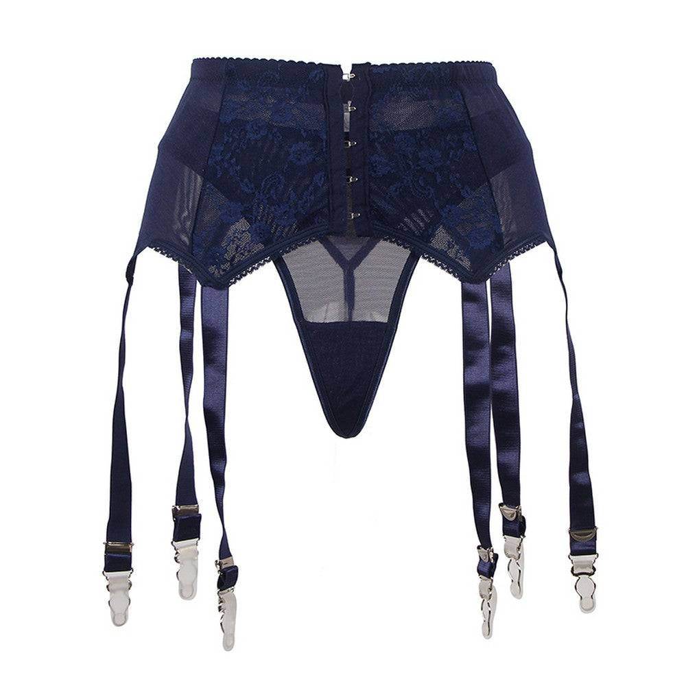 Lau Fashion Corsagen Strumpfhalter Strumpfgürtel Strapse Dessous Blau String Gogo S/XL Große Rabatte