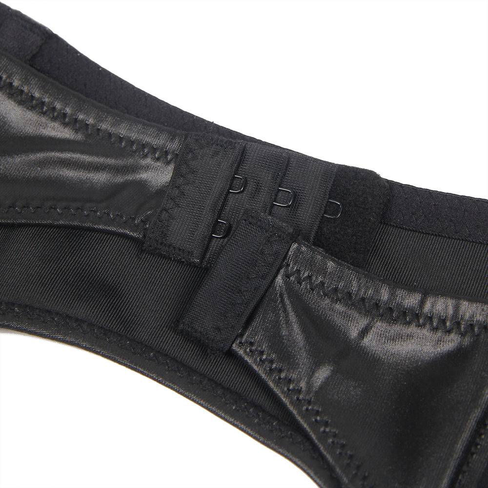 Lau Fashion Wetlook Strumpfgürtel Strumpfhalter Damen Strapse Dessous String Gogo S/XL - P5197-1 Saisonale Angebote