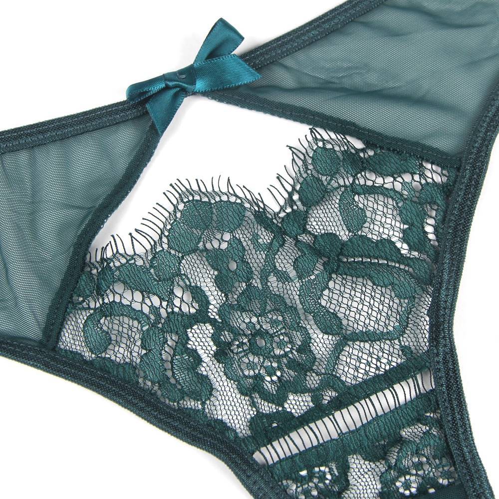 Lau Fashion Strumpfhalter Strapsgürtel Unterwäsche Grün Spitze Dessous Hüfthalter Strapse Slip S/XL - P5193-3 Tiefpreis