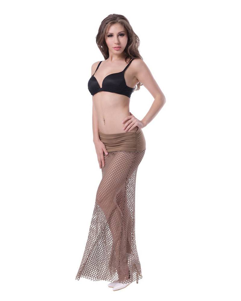 Lau Fashion Langer Damen Strandrock 2:1 Beige Strandkleid Gelocht Bandeau Sommer Bikini S/M JETZT KAUFEN