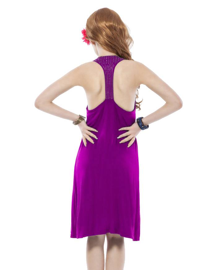 Lau Fashion Damen Strandkleid Bademode Lila Pailletten Sommer Minikleid Bikini S/M/L Zeitbegrenzte Promotion