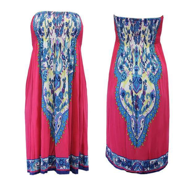 Lau Fashion Damen Strandkleid Blumen Pink Triball Bademode Parero Minikleid Bikini Bandeau Sommerkleid Größe S/M Bis zu 50% Rabatt