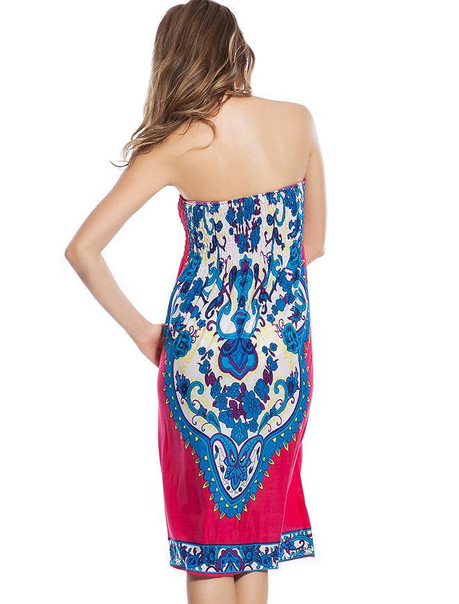 Lau Fashion Damen Strandkleid Blumen Pink Triball Bademode Parero Minikleid Bikini Bandeau Sommerkleid Größe S/M Bis zu 50% Rabatt