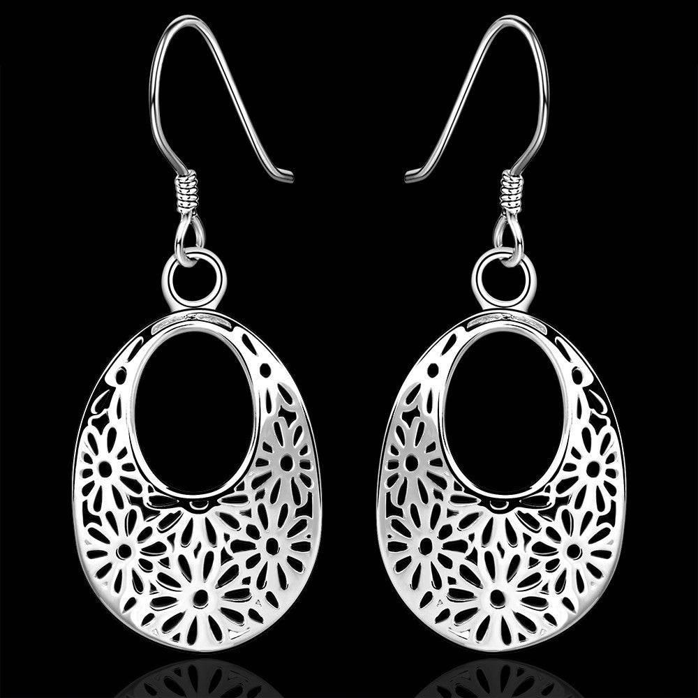 Lau Fashion 1 Paar Edle Damen Vintage Ohrringe Ohrhänger Blumen Style Silber Schmuck Nur noch ein Tag übrig