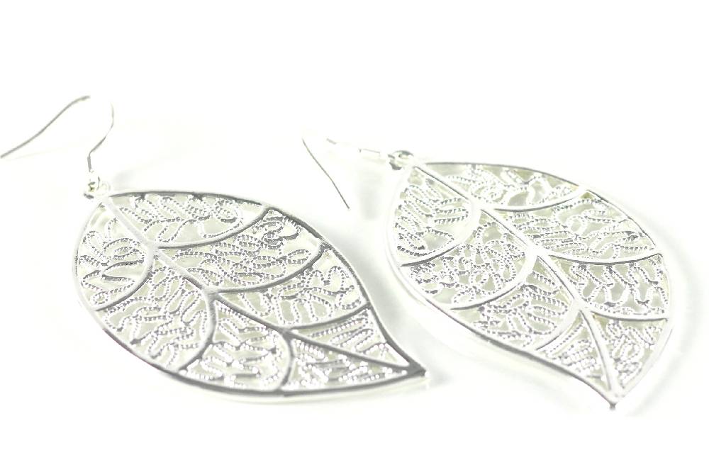 Lau Fashion 1 Paar Damen Ohrhänger Edle Ohrringe Blätter Style Stecker Silber Schmuck