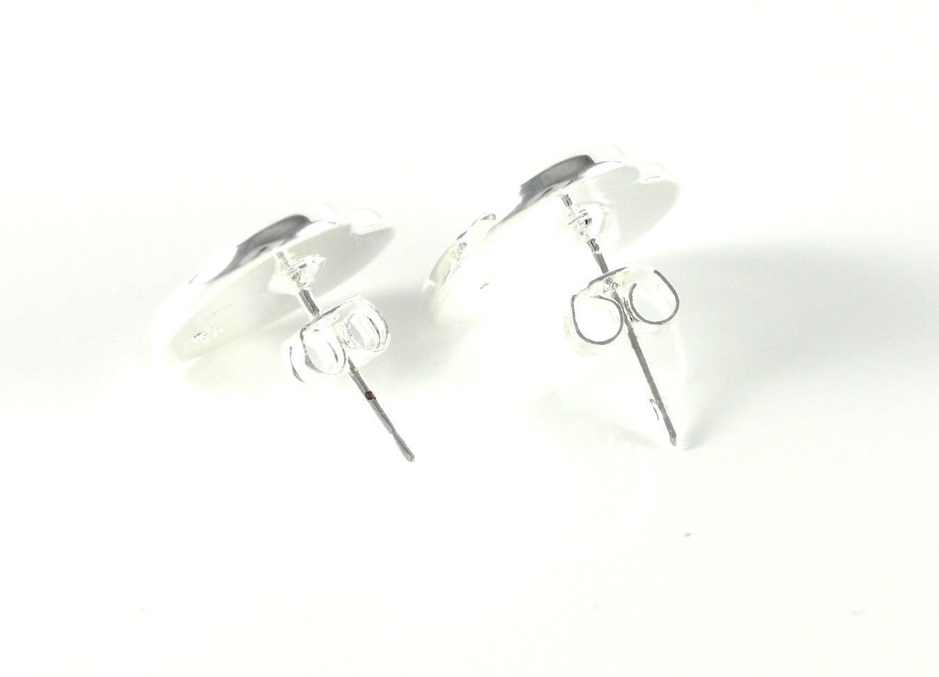 Lau Fashion Silber Herzchen Ohrstecker Glänzende Damen Ohrringe Geschenk Schmuck Ø 15mm Clearance-Verkauf