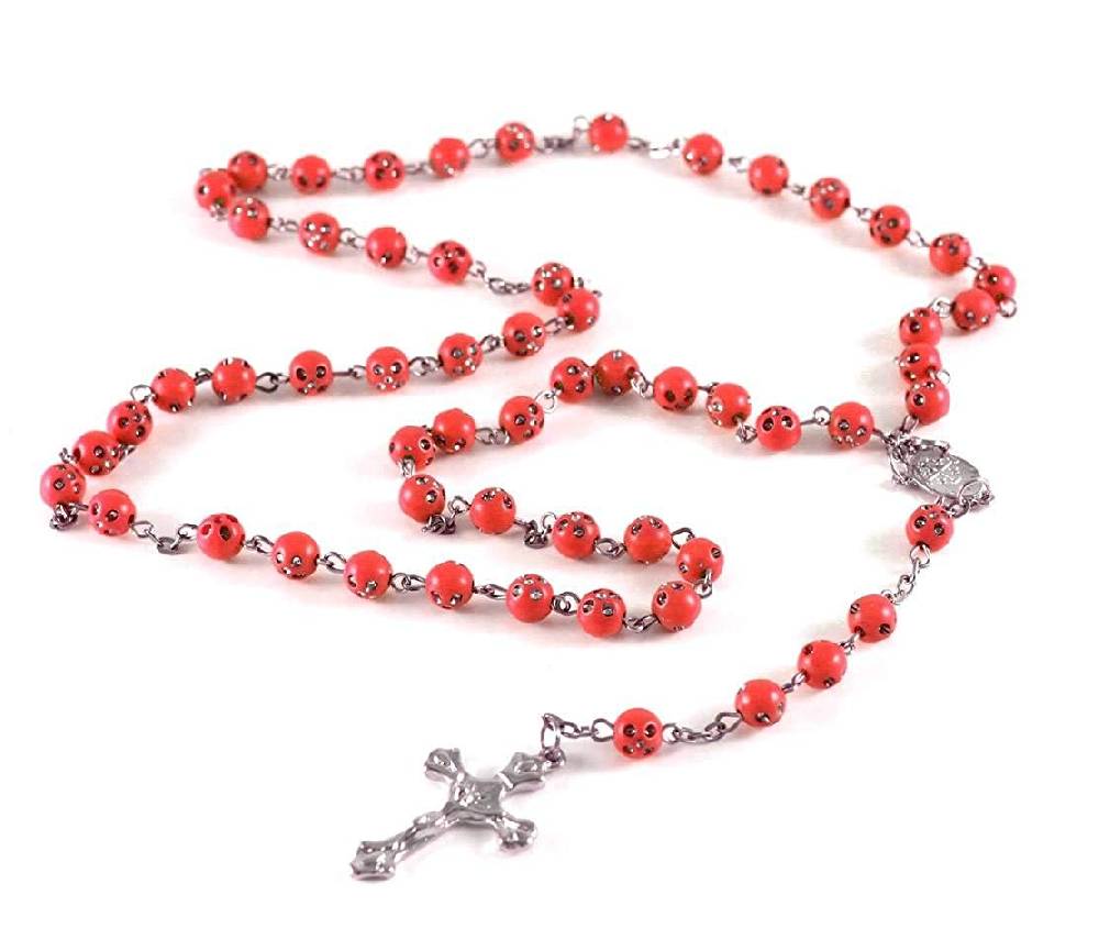 Lau Fashion Rosenkranz Kette Kreuz Jesus Anhänger Bettel Strass Zirkonia Unisex 55cm Online