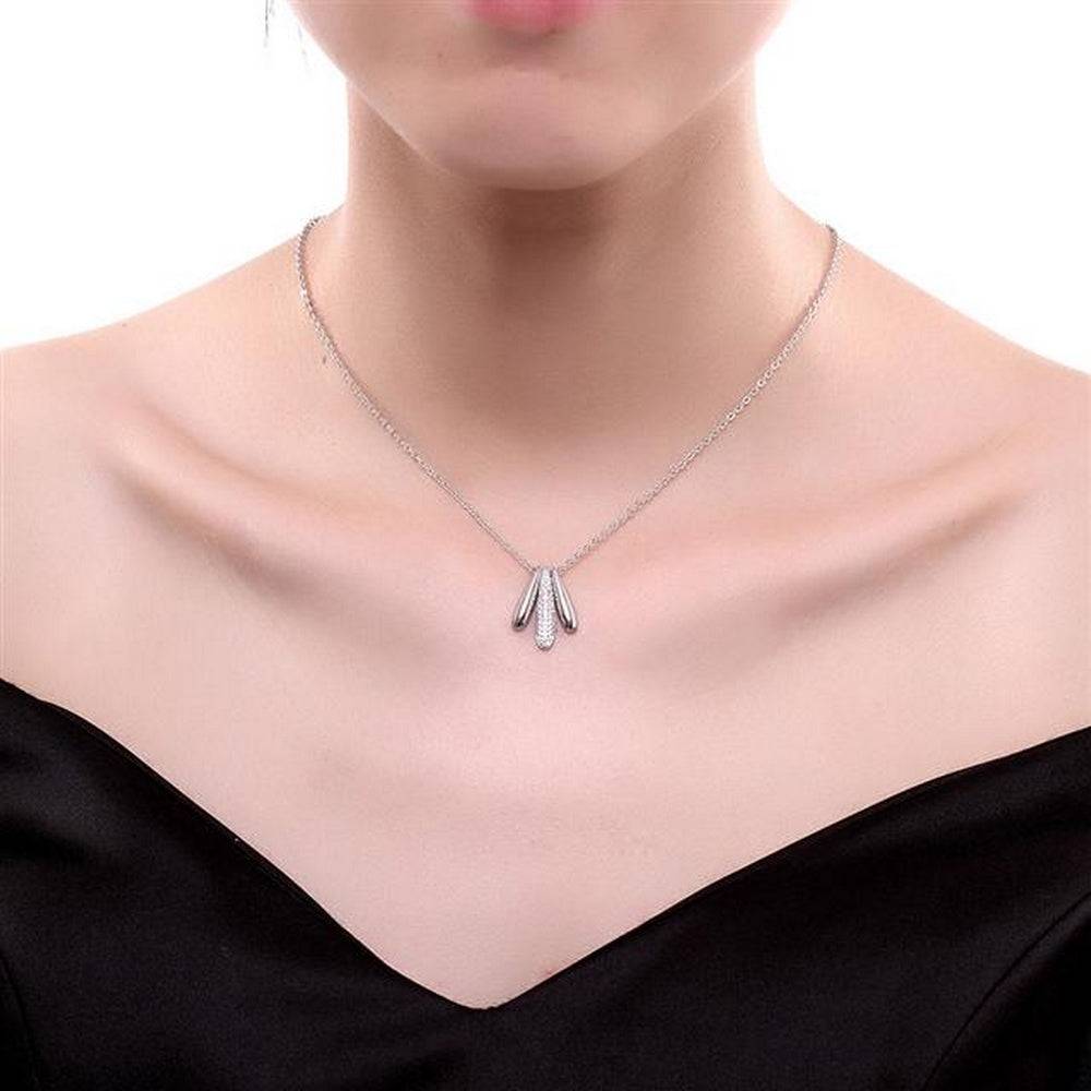 Lau Fashion 925 Sterling Silber Luxus Damen Halskette 3 Reihen Tropfen Zirkonia Ø 18mm Auslauf