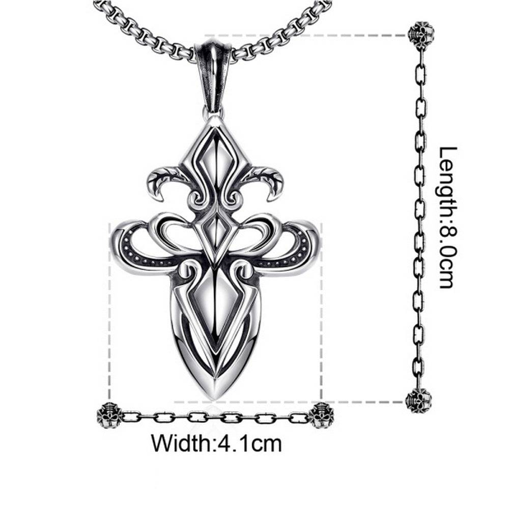 Lau Fashion Massive Herren Skull Edelstahl Halskette mit Lilienkreuz Schmuck Ø 80mm Angebote