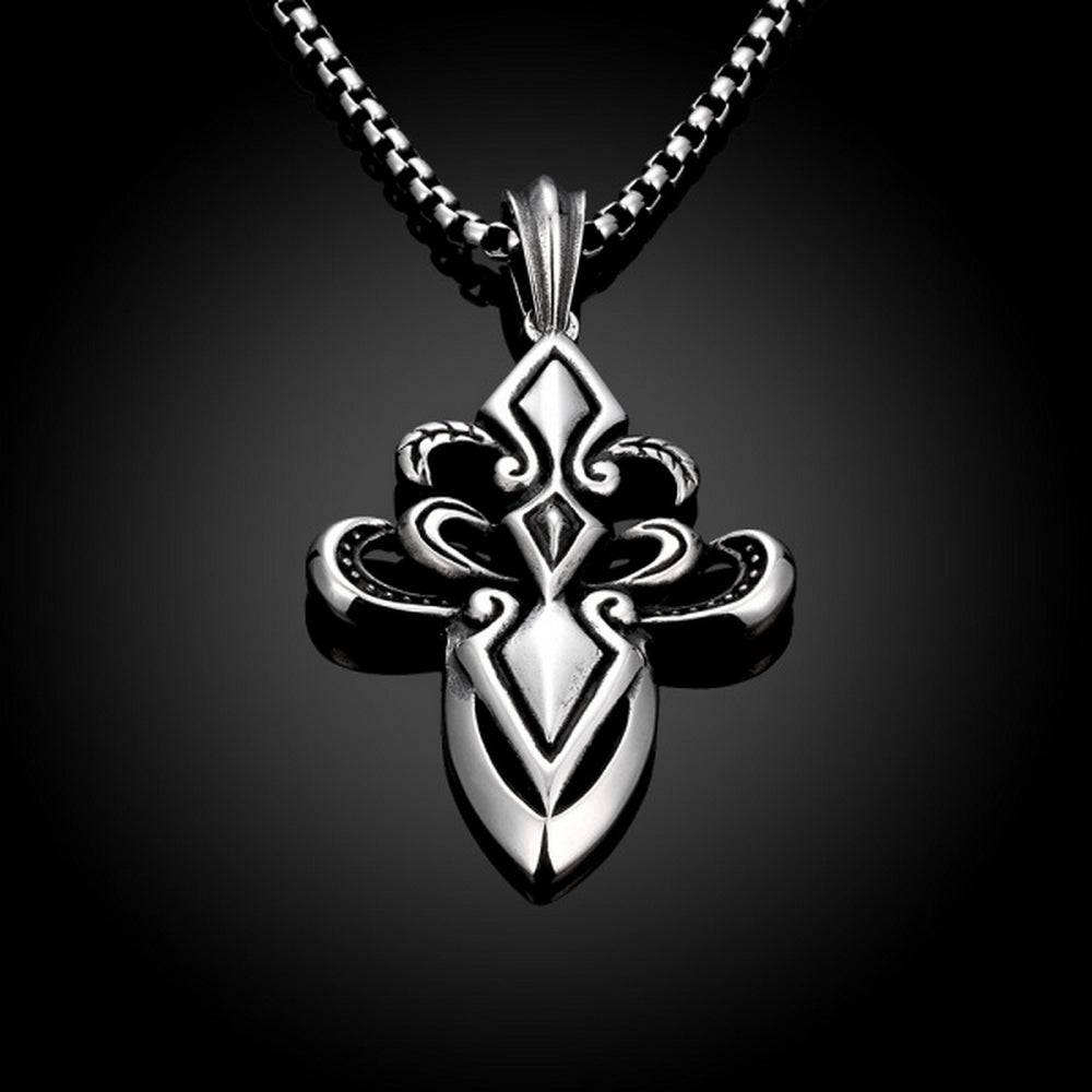 Lau Fashion Massive Herren Skull Edelstahl Halskette mit Lilienkreuz Schmuck Ø 80mm Angebote