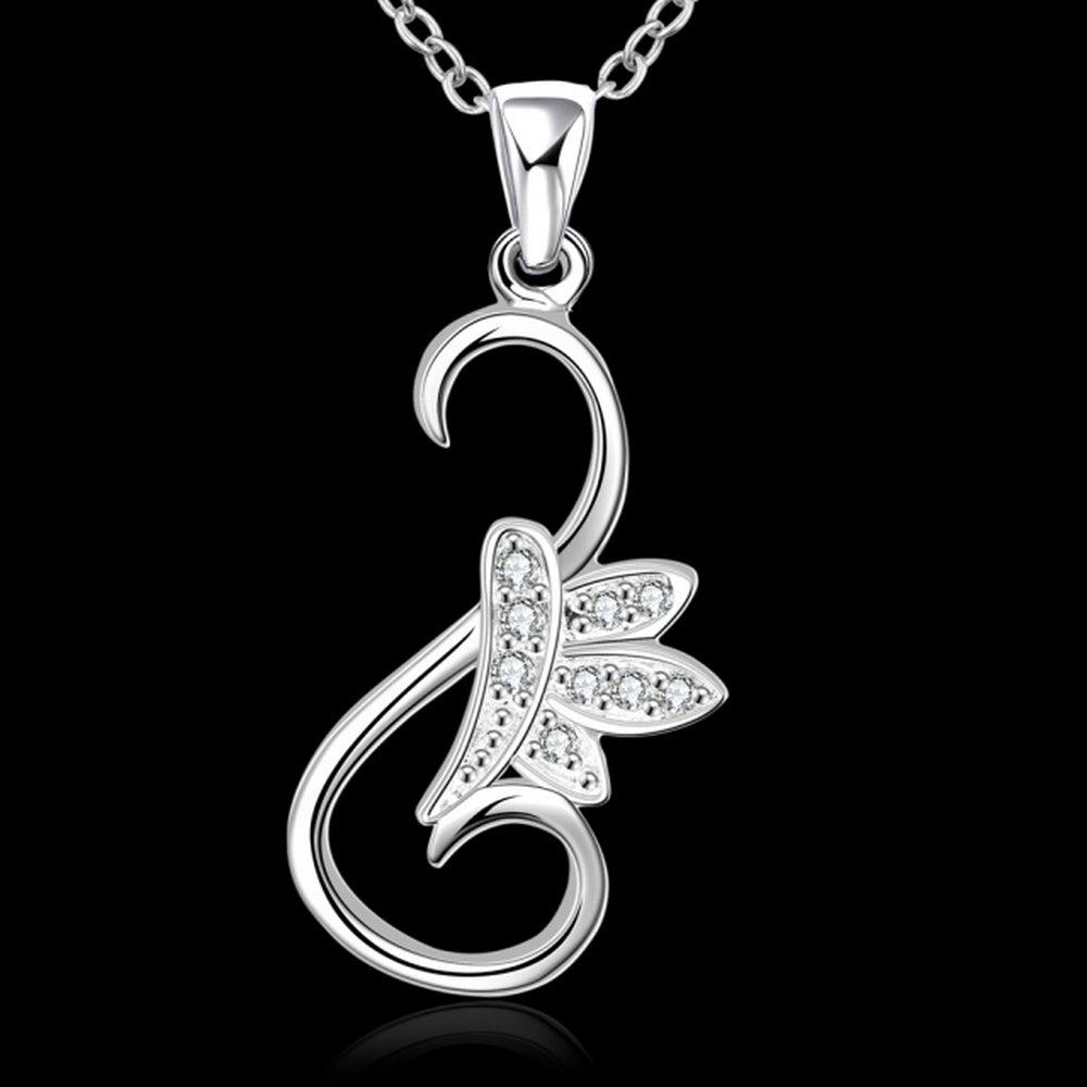 Lau Fashion Damen Silber Halskette Set mit Schwan Flügel Zirkonia Anhänger Ø 33mm Günstiger Verkauf