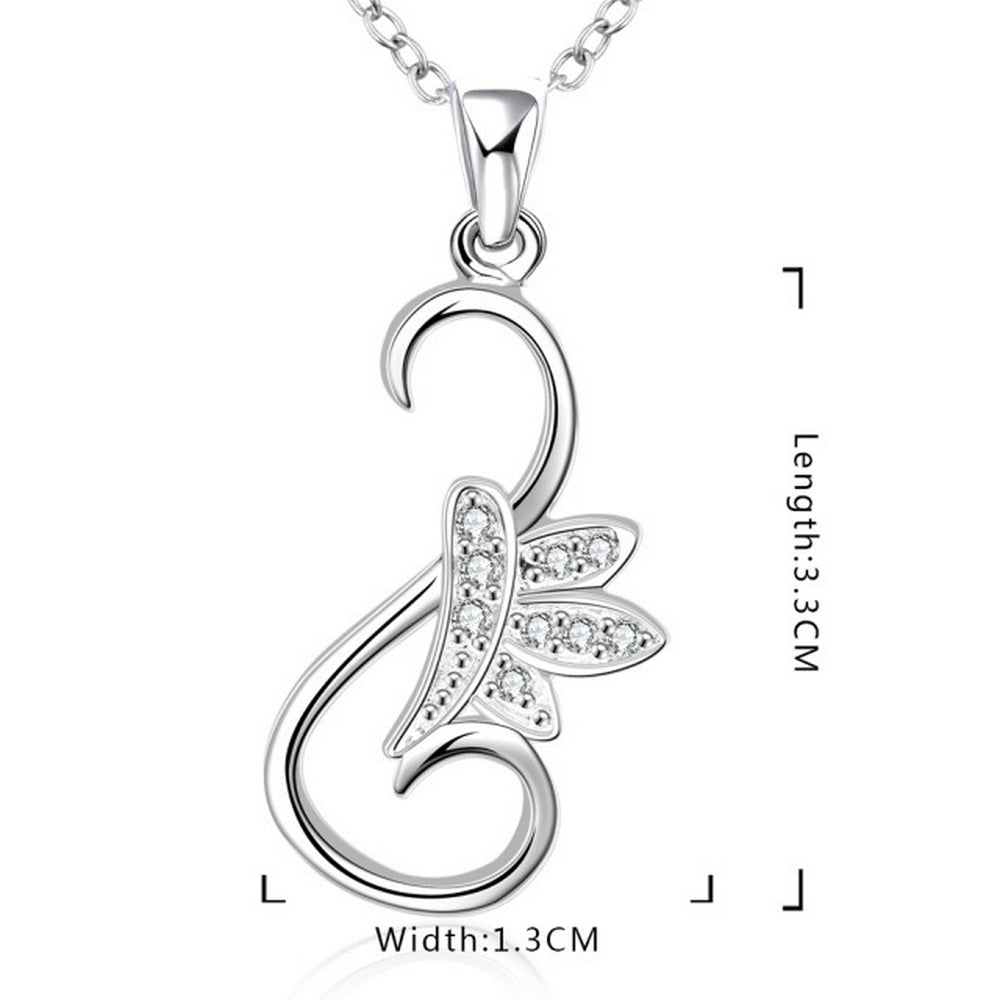 Lau Fashion Damen Silber Halskette Set mit Schwan Flügel Zirkonia Anhänger Ø 33mm Günstiger Verkauf