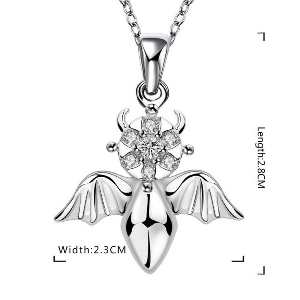 Lau Fashion Käfer Damen Halskette Skulptur Silber Flügel mit Zirkonia Anhänger Ø 28mm Fabrikverkauf