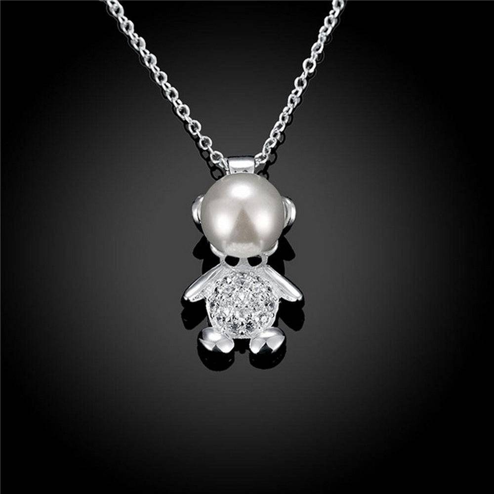 Lau Fashion Fashion Damen Halskette Teddy Bär Kinder Silber mit Anhänger Zirkonia Ø 25mm Meist gekauft