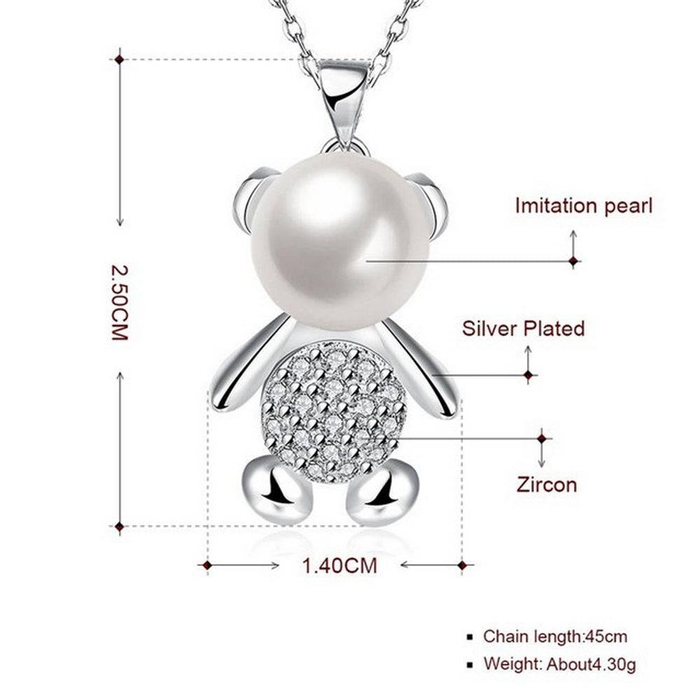 Lau Fashion Fashion Damen Halskette Teddy Bär Kinder Silber mit Anhänger Zirkonia Ø 25mm Meist gekauft
