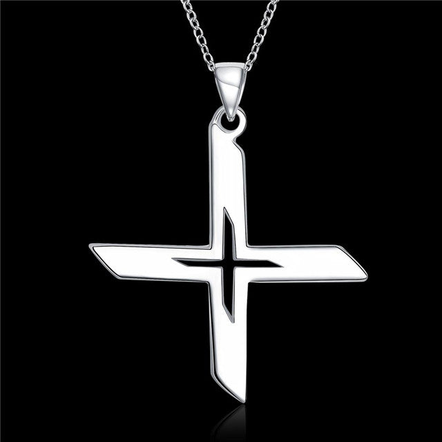 Lau Fashion Unisex Silber Ninja Stern Massive Halskette X Man Anhänger Ø 30mm Kostenloser Versand