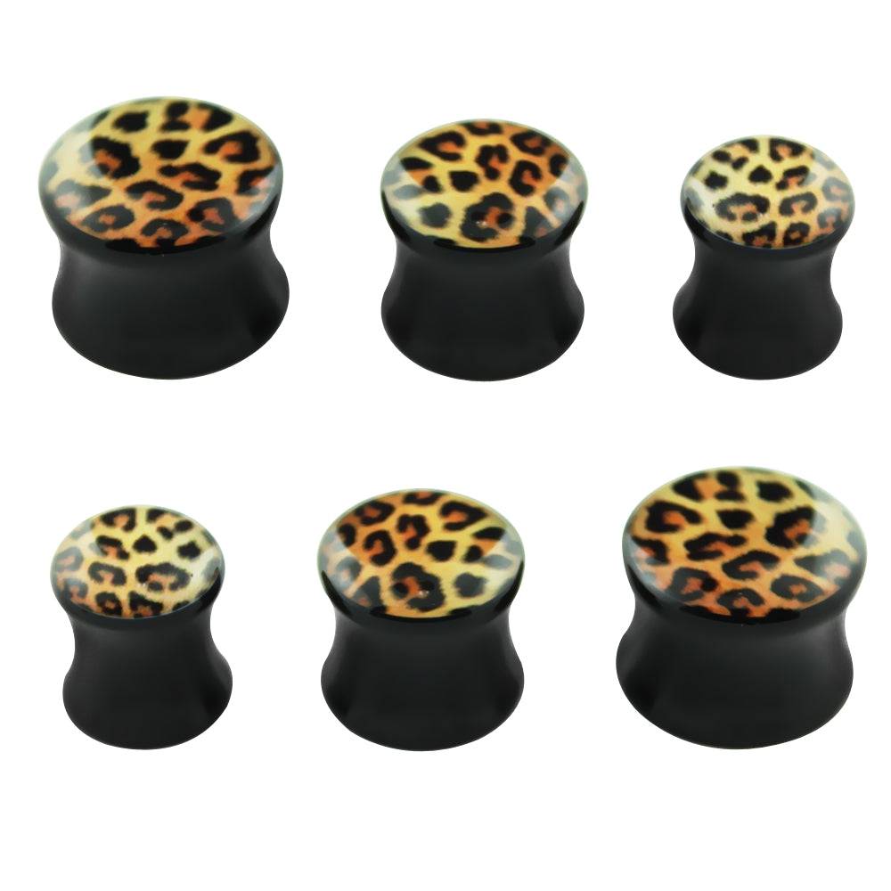 Lau Fashion 2 Stück Leo Acryl Flash Plug Leoparden Tiermuster Gothic Ohrring Piercing Begrenztes Angebot