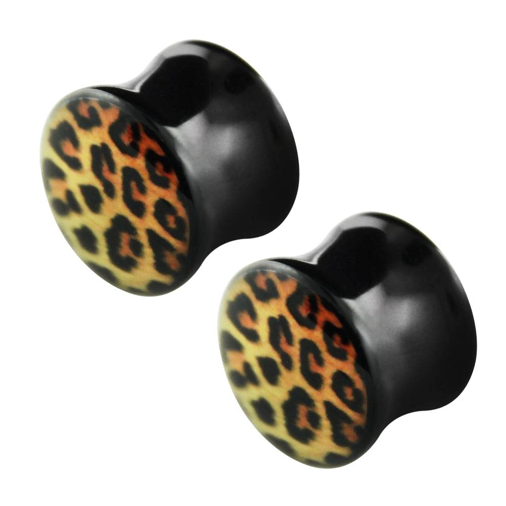 Lau Fashion 2 Stück Leo Acryl Flash Plug Leoparden Tiermuster Gothic Ohrring Piercing Begrenztes Angebot