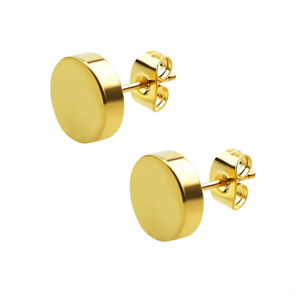 Lau Fashion 1 Paar Runde Knopf Ohrstecker Edelstahl Anime Gothic Fake Plug Ohrring Ø 8mm 10mm Exklusivangebot