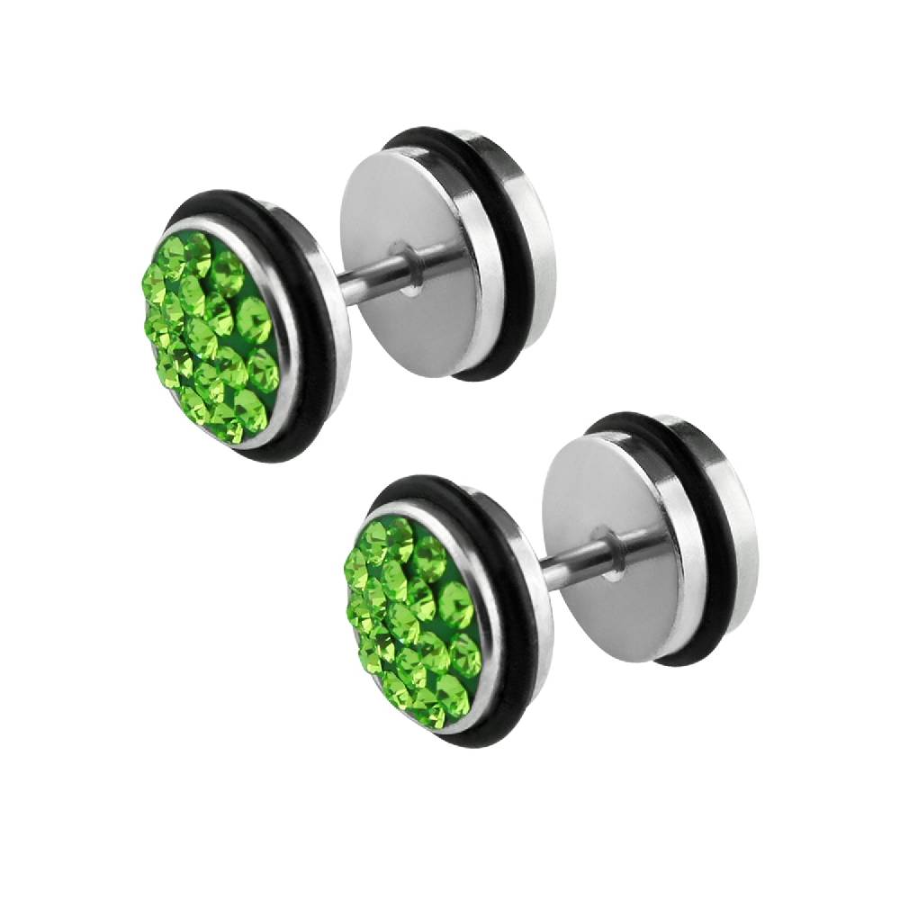Lau Fashion 1 Paar Fake Plug Tunnel Unisex Strass Zirkonia Ohrstecker Ohrringe Edelstahl Black Friday