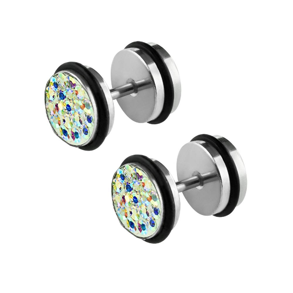 Lau Fashion 1 Paar Fake Plug Tunnel Unisex Strass Zirkonia Ohrstecker Ohrringe Edelstahl Black Friday