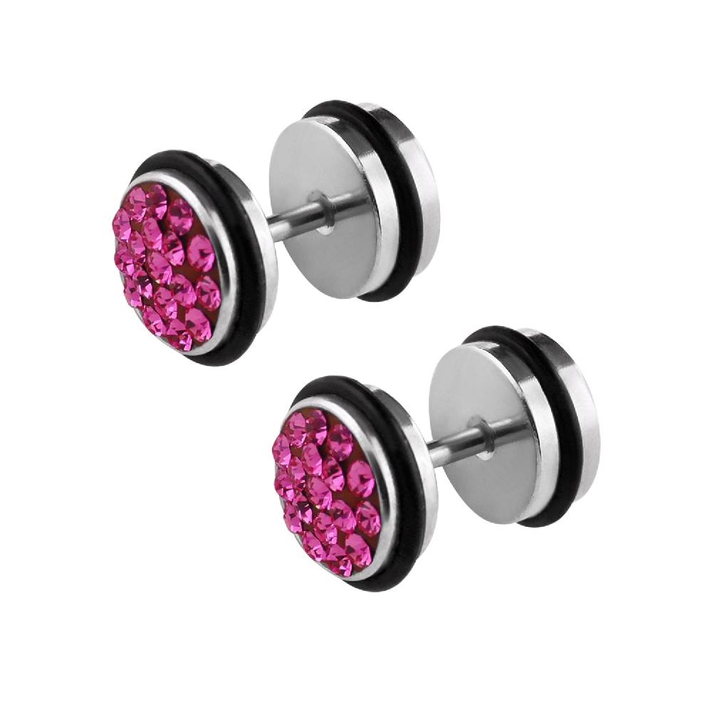 Lau Fashion 1 Paar Fake Plug Tunnel Unisex Strass Zirkonia Ohrstecker Ohrringe Edelstahl Black Friday