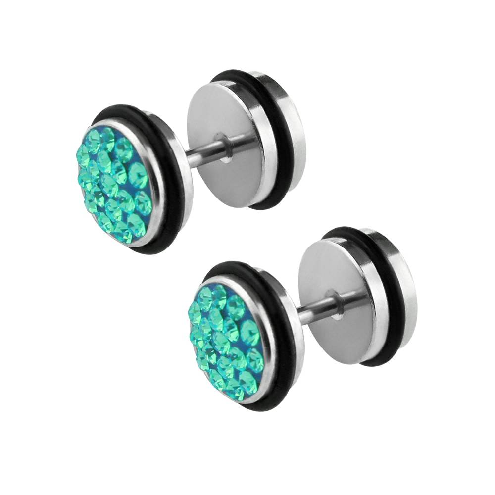 Lau Fashion 1 Paar Fake Plug Tunnel Unisex Strass Zirkonia Ohrstecker Ohrringe Edelstahl Black Friday