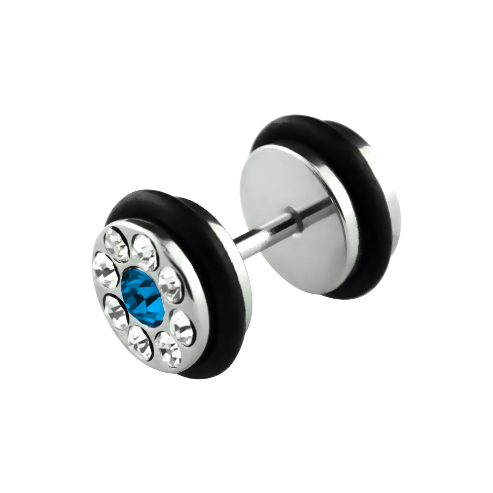 Lau Fashion 1 Paar Mega Strass Fake Plug Silber Unisex Ohrringe Ohrstecker Ø 10mm Cyber Monday