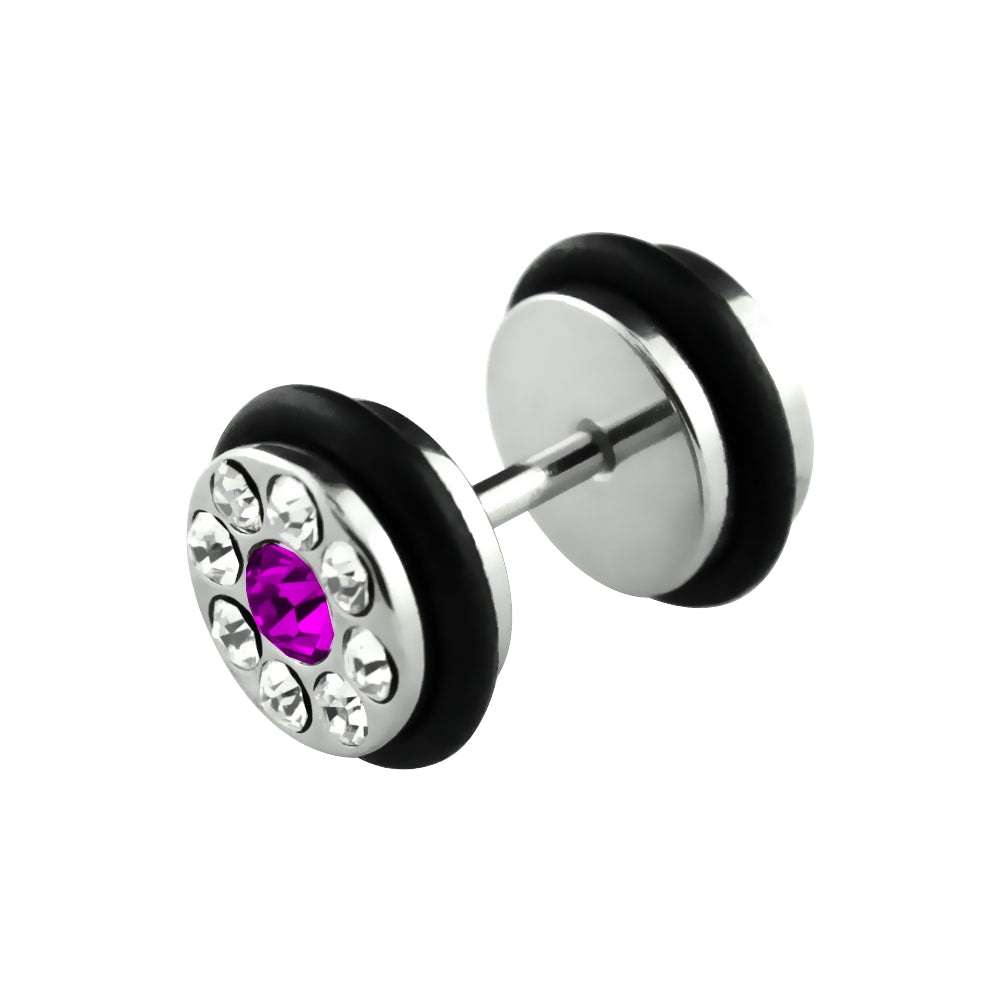 Lau Fashion 1 Paar Mega Strass Fake Plug Silber Unisex Ohrringe Ohrstecker Ø 10mm Cyber Monday