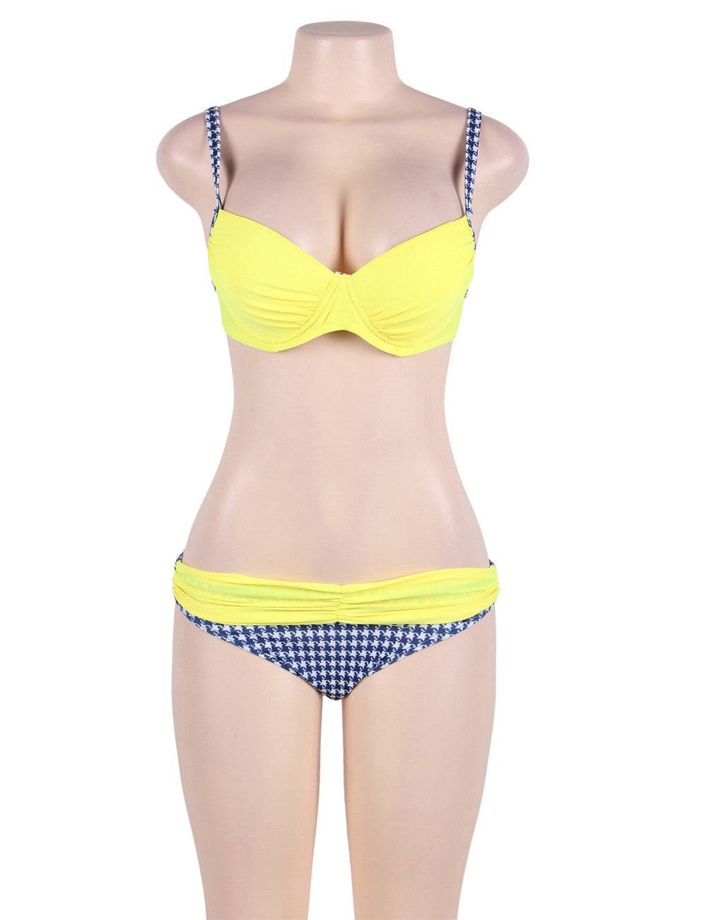 Lau Fashion Damen Fashion Bikini Set mit Cups B/C Raffung Träger Strand Slip M/L Lagerräumung