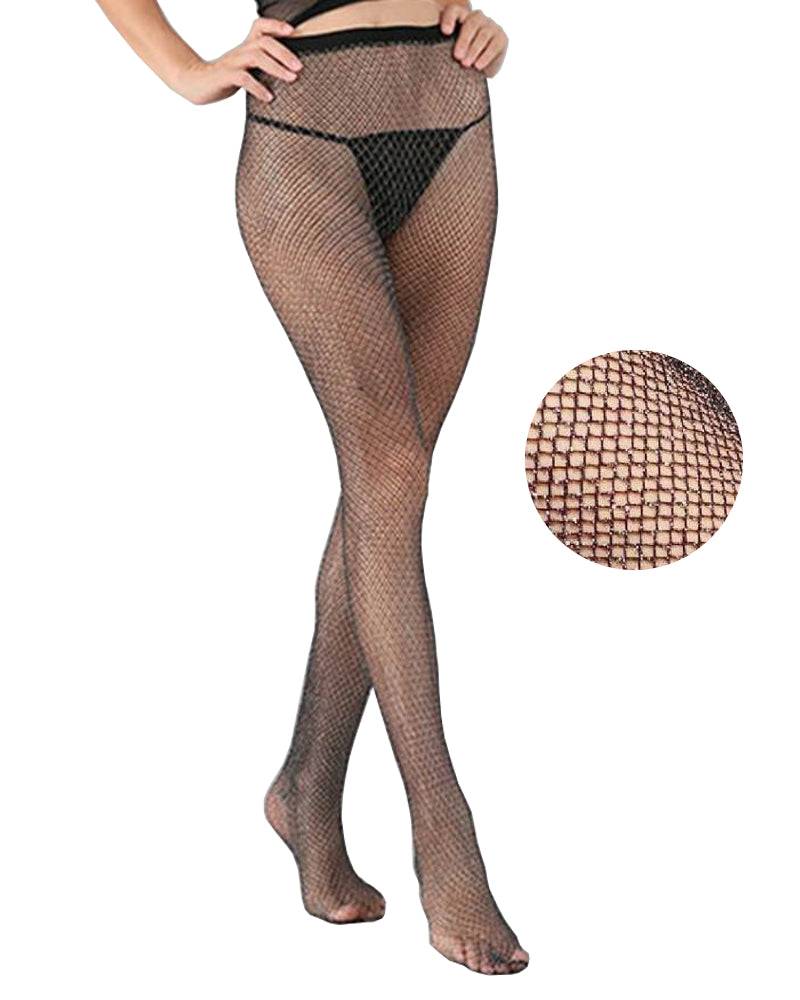 Lau Fashion Netz Strumpfhose Glitzer Strümpfe Pantyhose Halterlos Nylon Gogo Schwarz M-XL Nur für heute