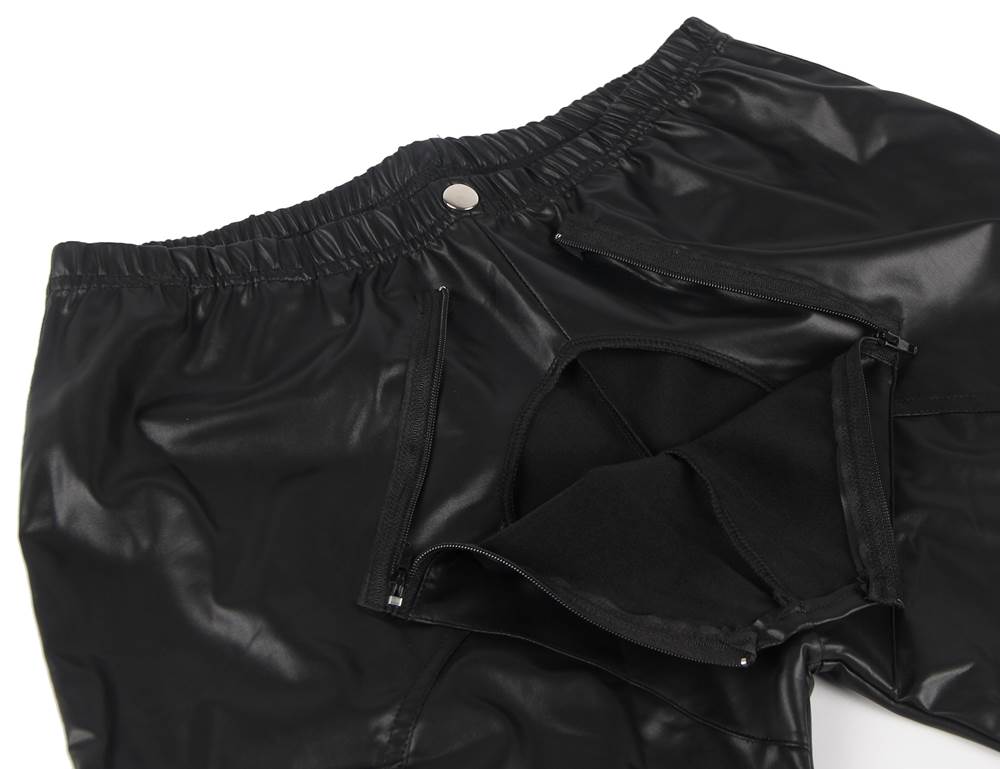 Lau Fashion Sexy Herren Schritt Offen Wetlook Hose Lack Lederhose Leggings Schwarz M/L/XL - MP178 Verkauf