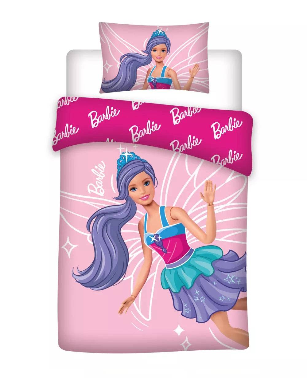 Lau Fashion Barbie Flügel Fee Bettwäsche Set Rosa Kinder Wendebettwäsche 100x135cm