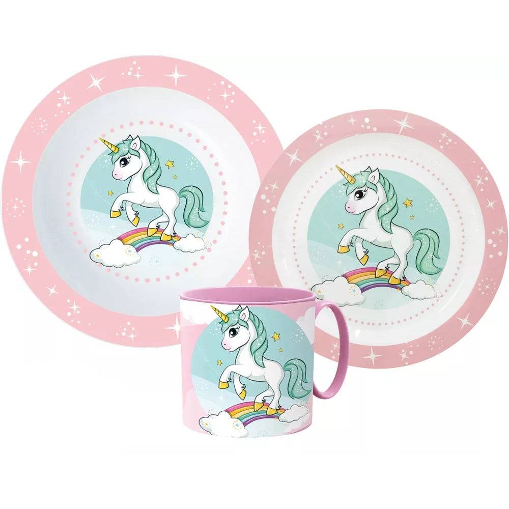 Lau Fashion Unicorn Frühstücks Set Kinder Einhorn Geschirr Besteckset Cartoon Kindergarten Bis zu 65% Rabatt