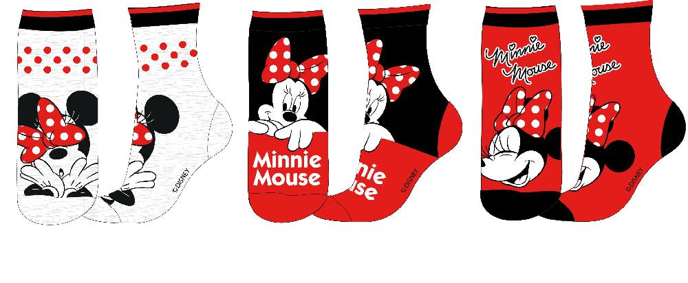 Lau Fashion 3er Pack Set Disney Minnie Maus Kinder Socken Strümpfe Söckchen Quarter 23-34 Black Friday