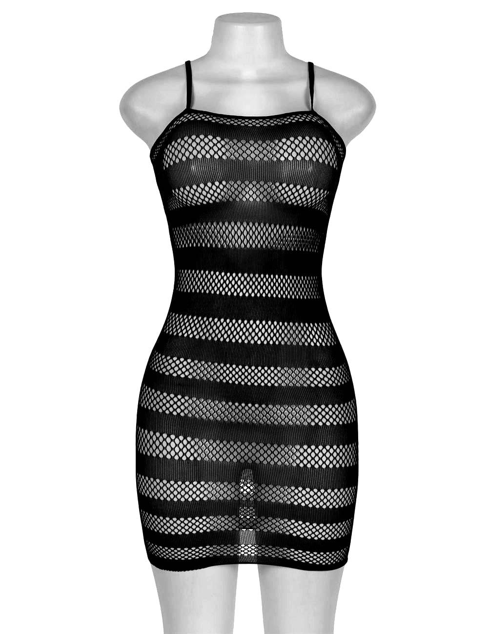Lau Fashion Damen Catsuit Mini Dress Kleid Fishnet Netz Dessous Gogo Reizwäsche L/XL Tägliche Deals