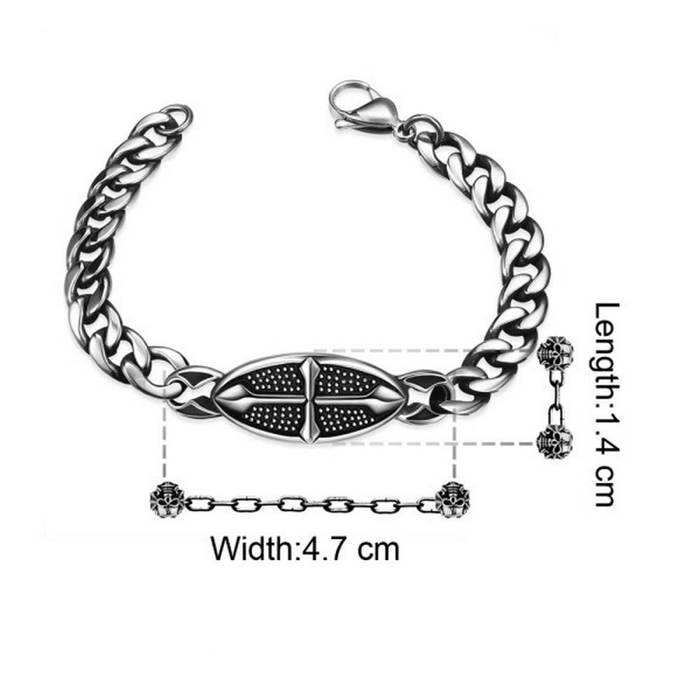 Lau Fashion Massives Edelstahl Herren Armband Ritter Kreuz Biker Panzerkette 22cm Auslauf