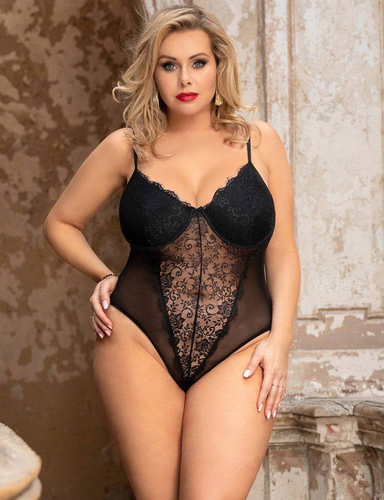 Lau Fashion Damen Bodysuits Ärmellos Body Cup Bügel Unterwäsche Blumen Dessous Reizwäsche S/XL - R80959 Günstiger Verkauf
