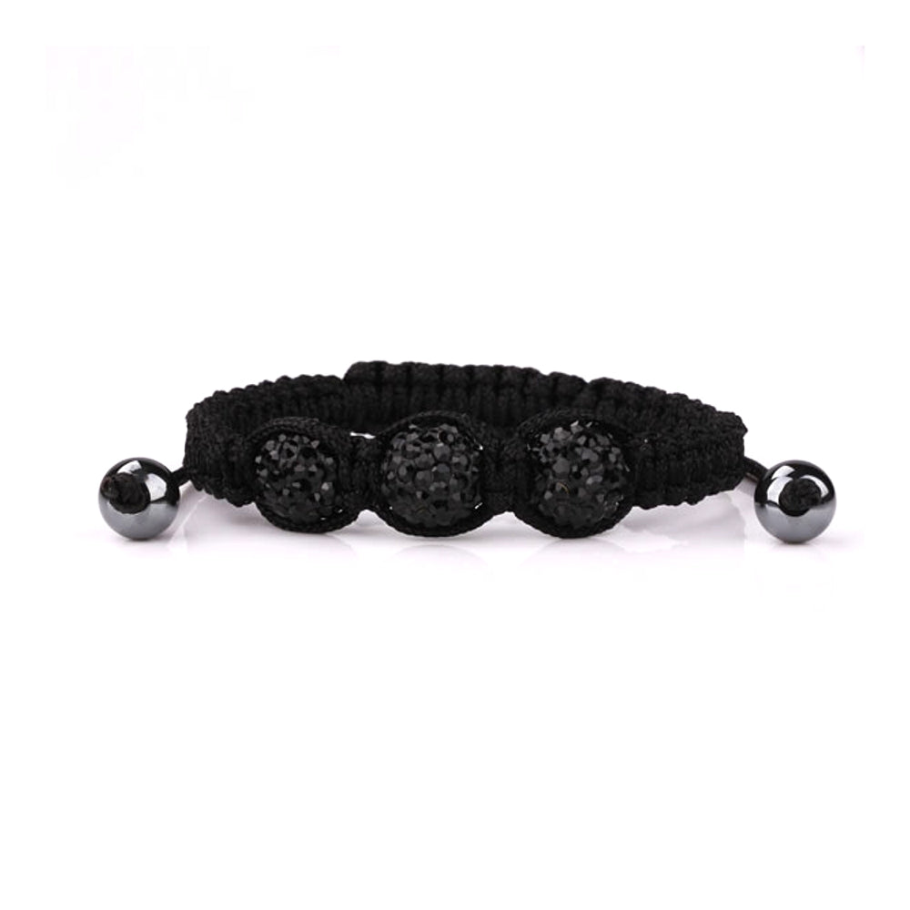 Lau Fashion Edle Shamballa Kordel Armband Unisex Damen Königskette Schwarz Kugeln Schmuck Geschenk 10mm Cyber Monday