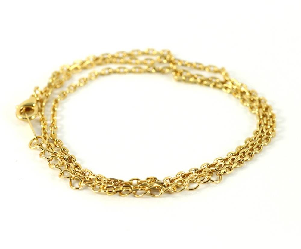 Lau Fashion Doppelankerkette Gold Halsketten Anhänger Schmuck Set Vergoldet Gelbgold Ø 2mm Vierteljährliche Förderung