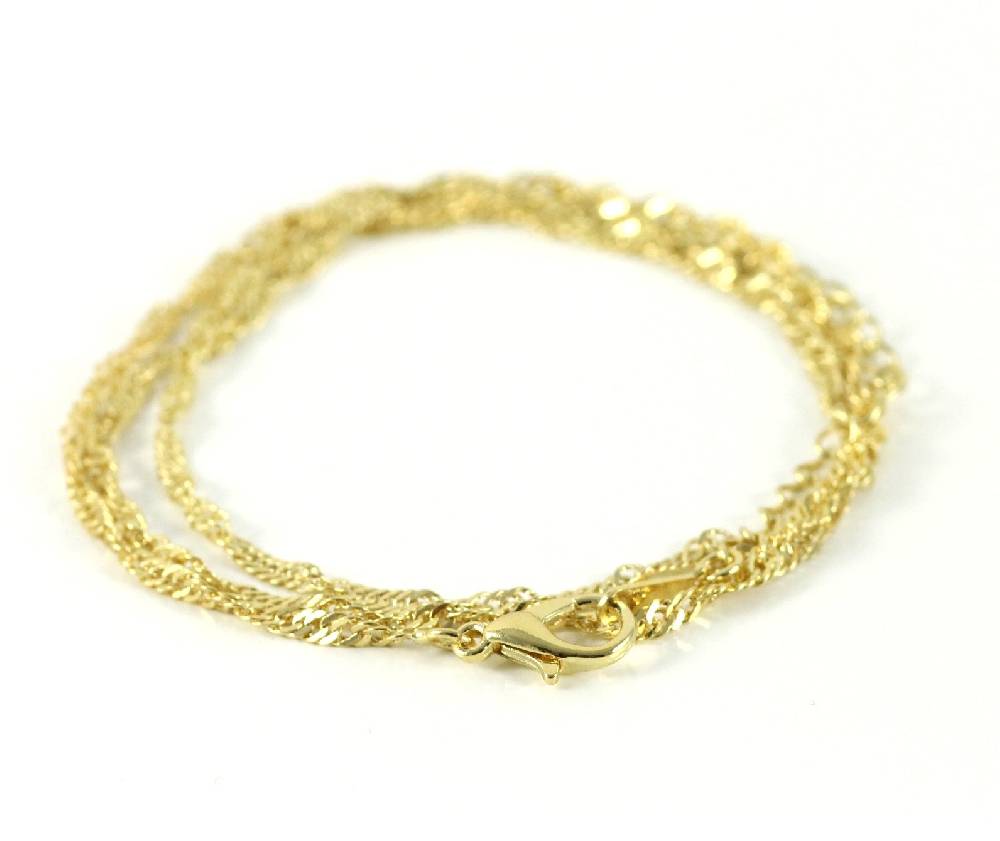 Lau Fashion Singapurkette Gold Halsketten Anhänger Schmuck Set Vergoldet Gelbgold Ø 2mm Bis zu 55% Rabatt