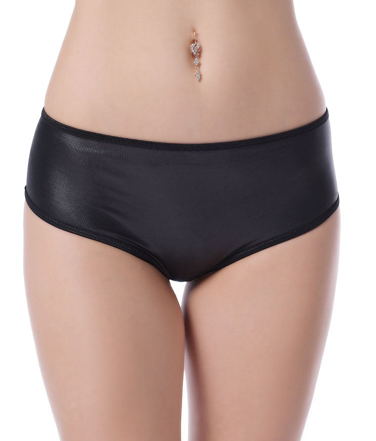 Lau Fashion Damen Rüschen Wetlook Panty Lack Leder Look Offen Dessous Gogo C-String S/M Online