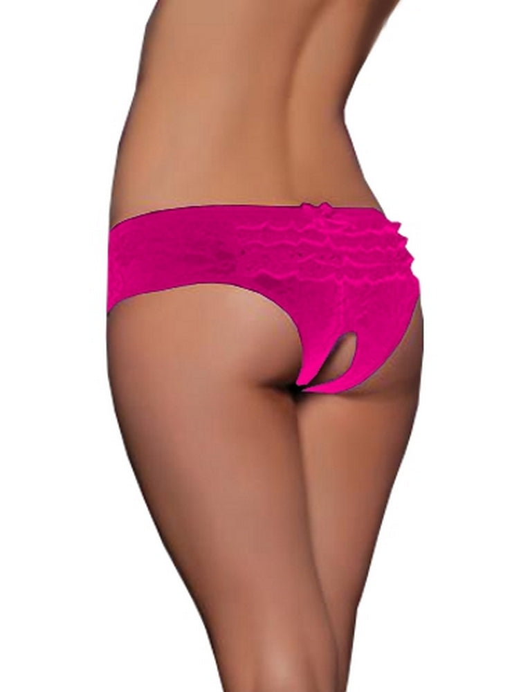 Lau Fashion Offen Panty Damen Spitze Blumen Transparent Unterhose Slip Dessous S M L XL Schlussverkauf