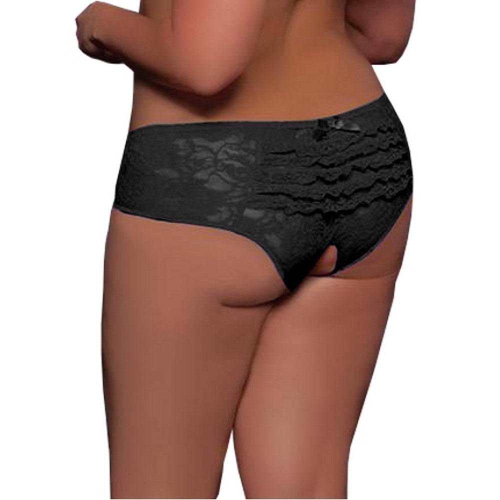 Lau Fashion Offen Panty Damen Spitze Blumen Transparent Unterhose Slip Dessous S M L XL Schlussverkauf