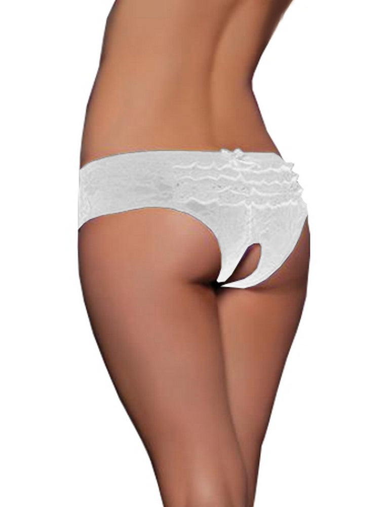 Lau Fashion Offen Panty Damen Spitze Blumen Transparent Unterhose Slip Dessous S M L XL Schlussverkauf