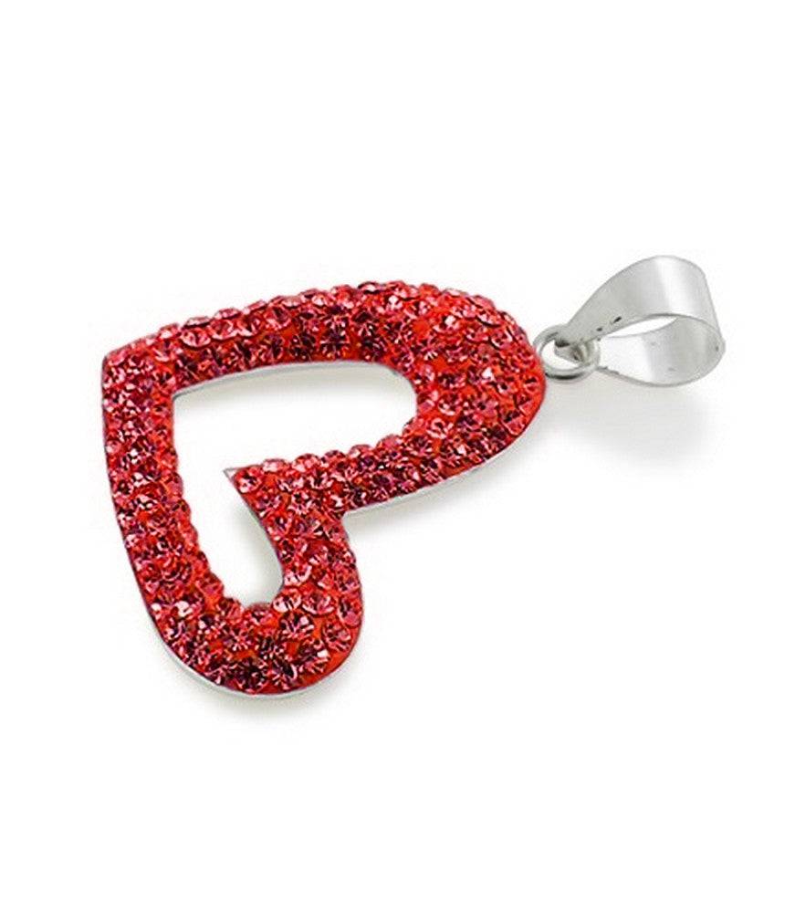 Lau Fashion 925 Sterling Silber 3D Herz Schwarz Anhänger Strass Zirkonia Kette Ø 23mm Flash Sale