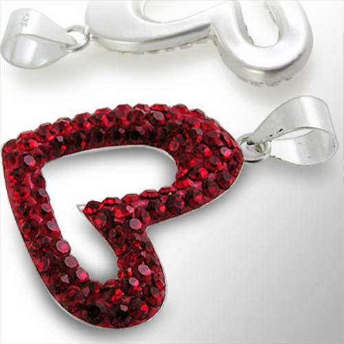 Lau Fashion 925 Sterling Silber 3D Herz Schwarz Anhänger Strass Zirkonia Kette Ø 23mm Flash Sale